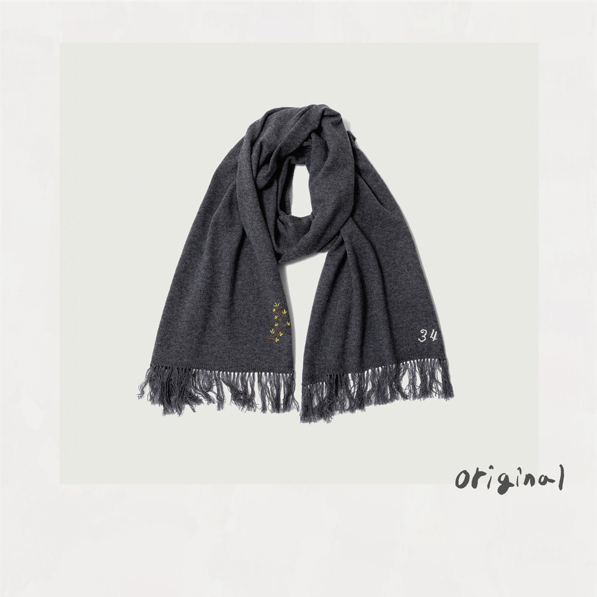 Hand-embroidered stole Gray