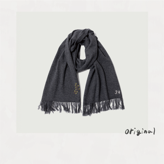 Hand-embroidered stole Gray