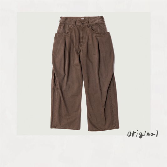 3D Cutting Denim Pants Brown