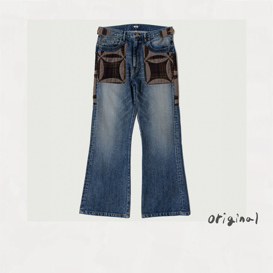 Quilt denim pants Indigo