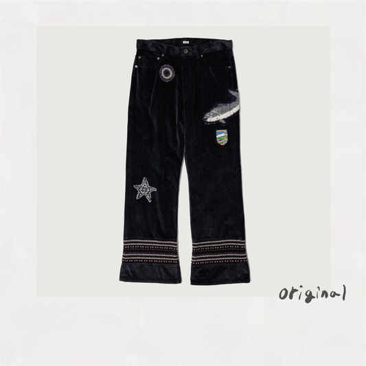Patched-desgin pants Black