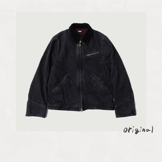 Faded Denim Zip Jacket Black