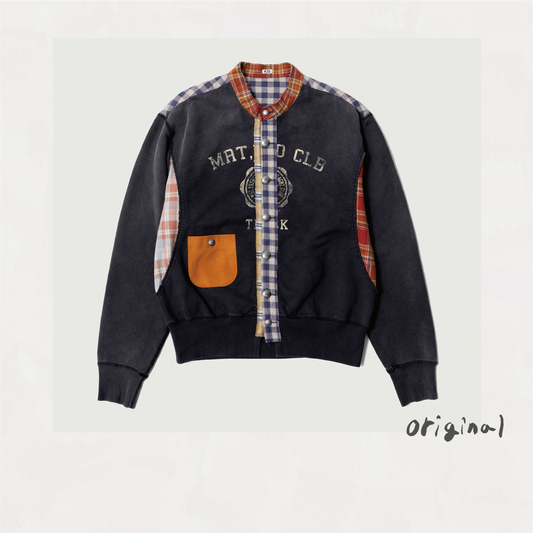 Vintage-finished Sweat Cardigan  Black