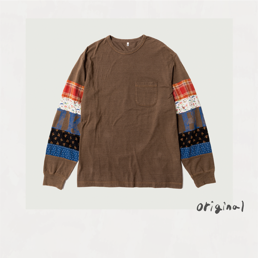 Patchwork Longsleeve T-shirt Brown