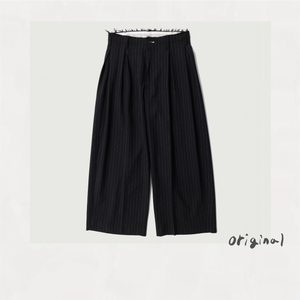 Pleats Bonded Wool Pants Black