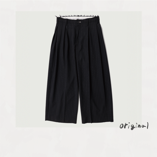 Pleats Bonded Wool Pants Black