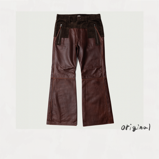 Combination leather pants Brown