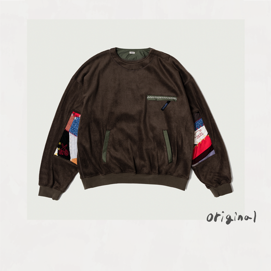Quilt fleece pullover Khaki