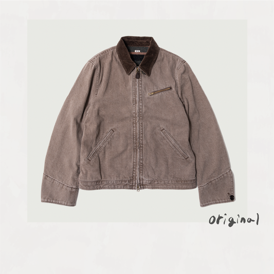 Faded Denim Zip  Brown