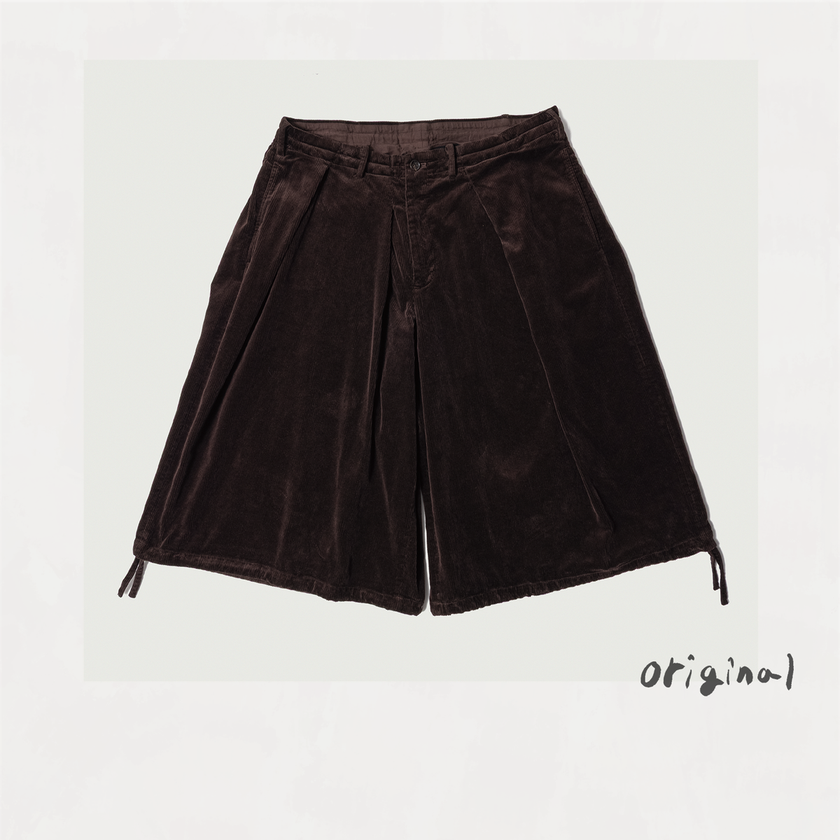 Wide-leg Cropped Corduroy Pants Brown