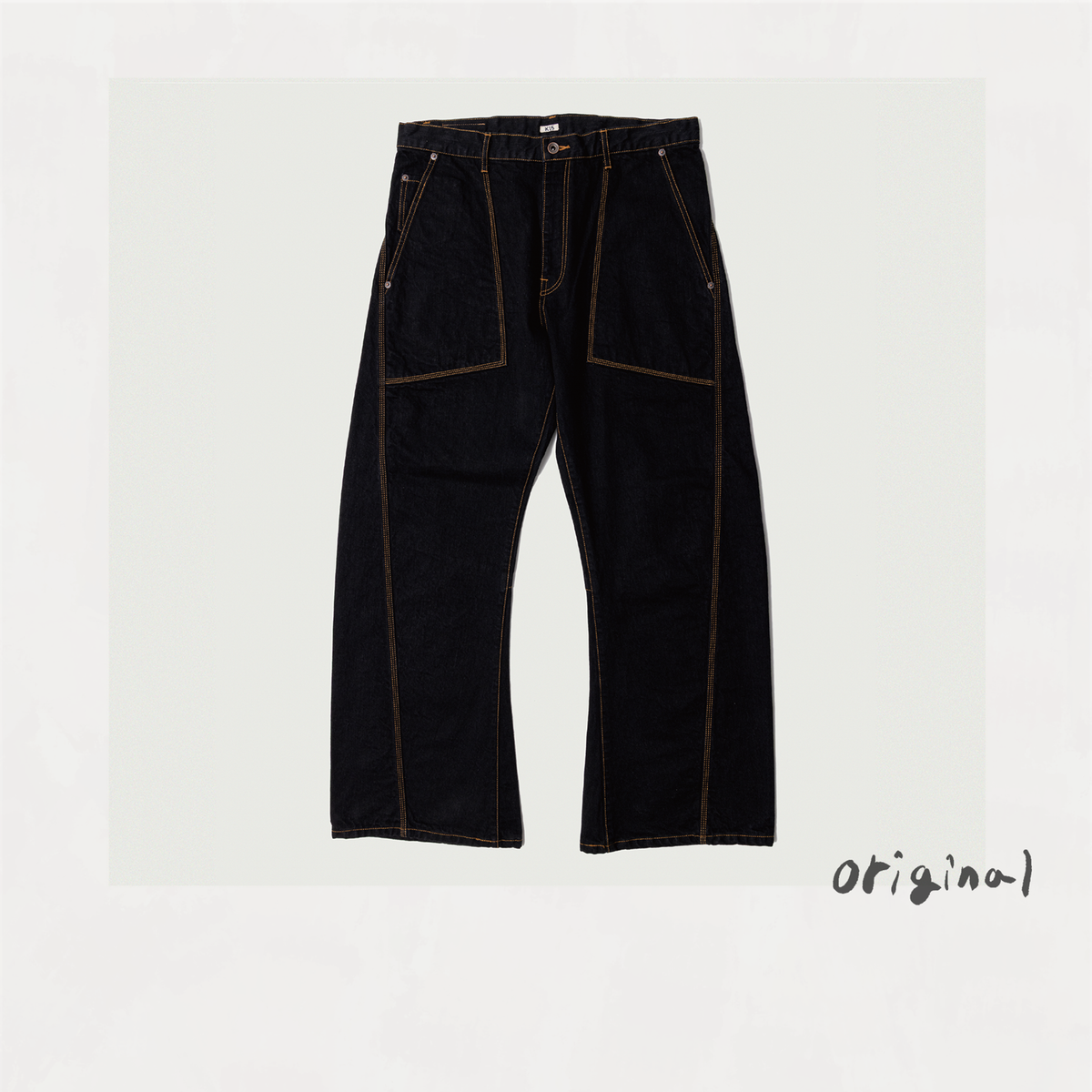 3D Cutting Denim Pants Black