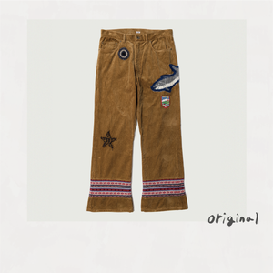 Patched-desgin pants Brown