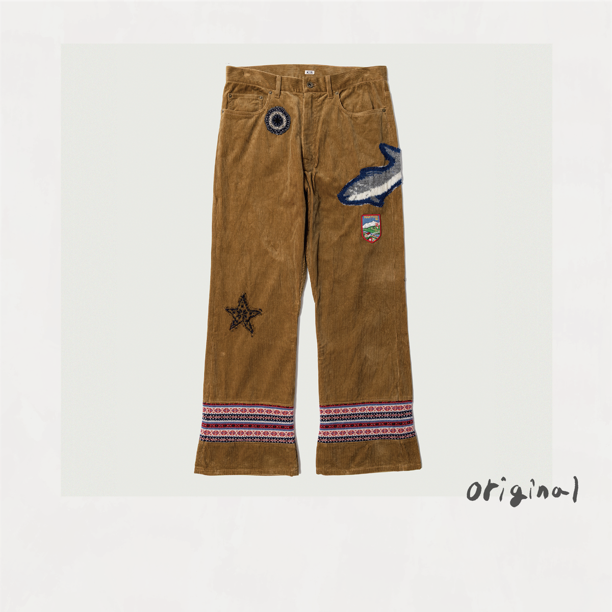 Patched-desgin pants Brown