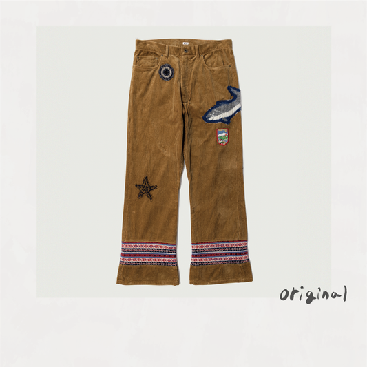 Patched-desgin pants Brown