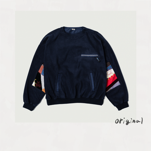 Quilt fleece pullover Navy