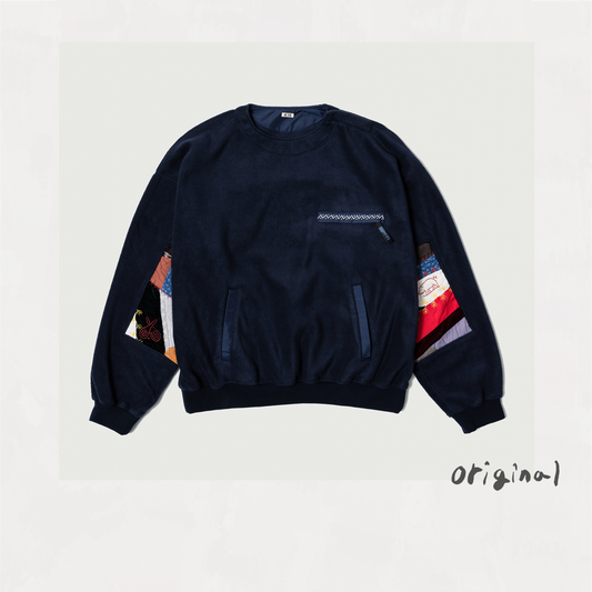 Quilt fleece pullover Navy