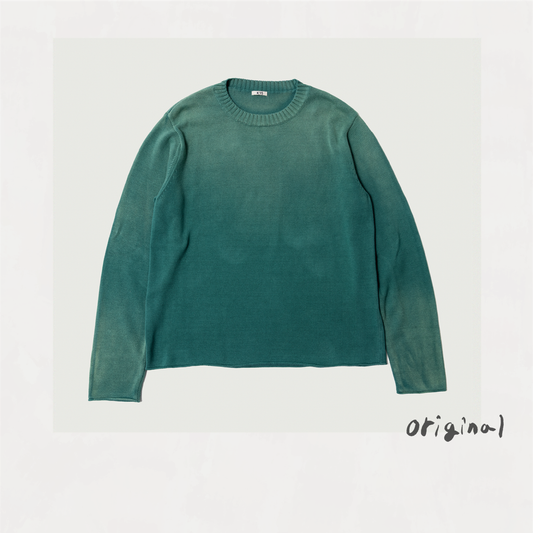 Vintage-effect Cotton Knit Pullover Green
