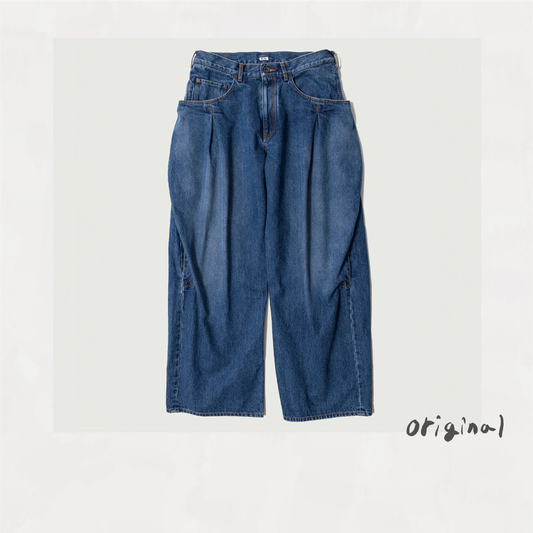3D Cutting Denim Pants Indigo
