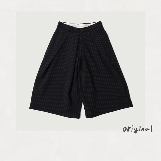 Cropped Bonded Wool Pants Black
