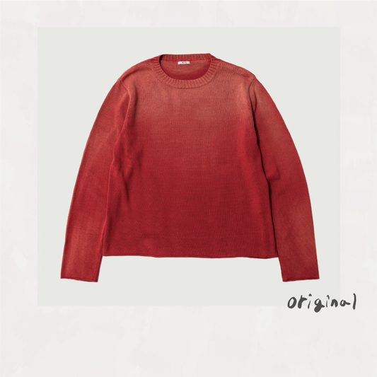 Vintage-effect Cotton Knit Pullover Red