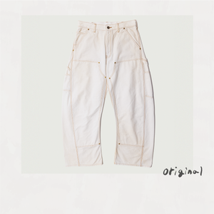 3D Cutting Painter Pants White