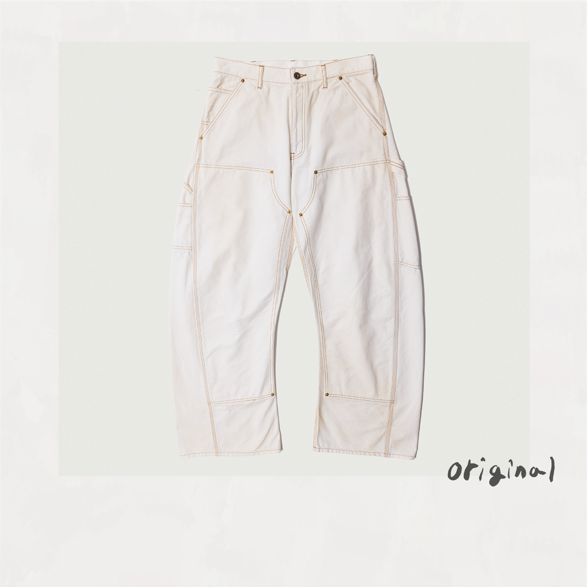 3D Cutting Painter Pants White