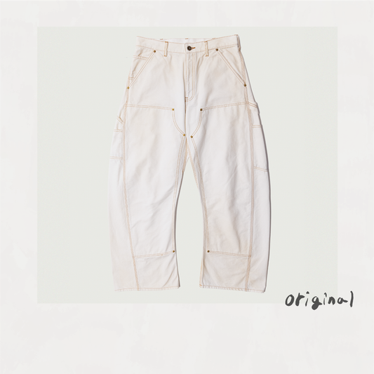 3D Cutting Painter Pants White