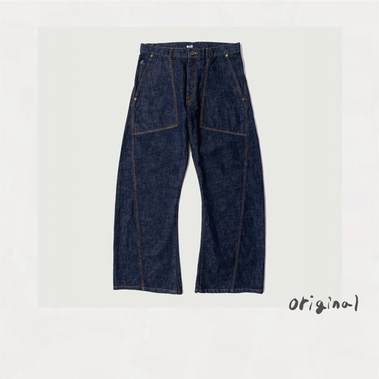 3D Cutting Denim Pants Indigo