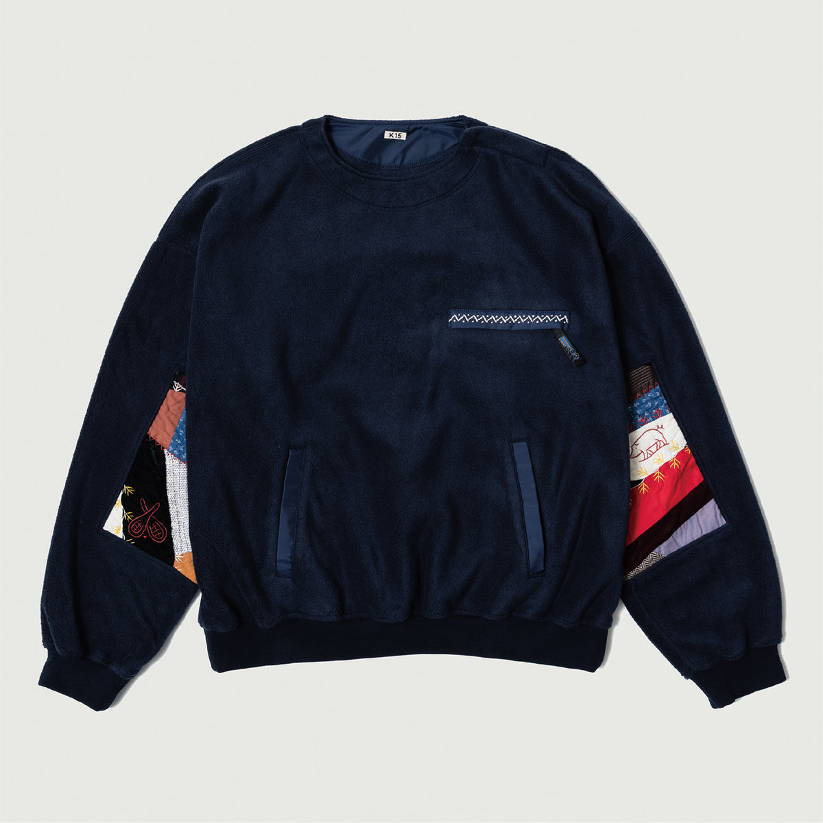 Quilt fleece pullover Navy