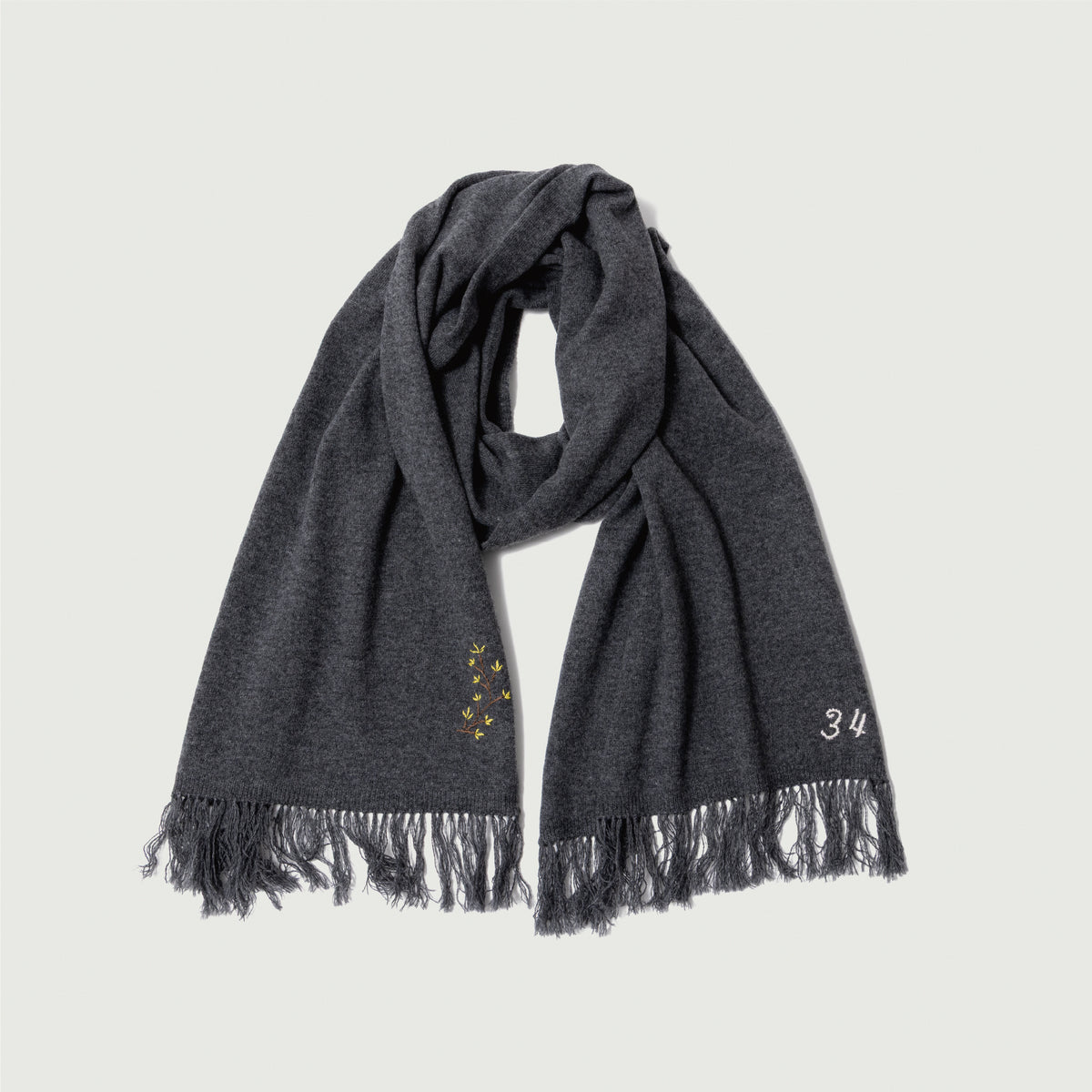 Hand-embroidered stole Gray
