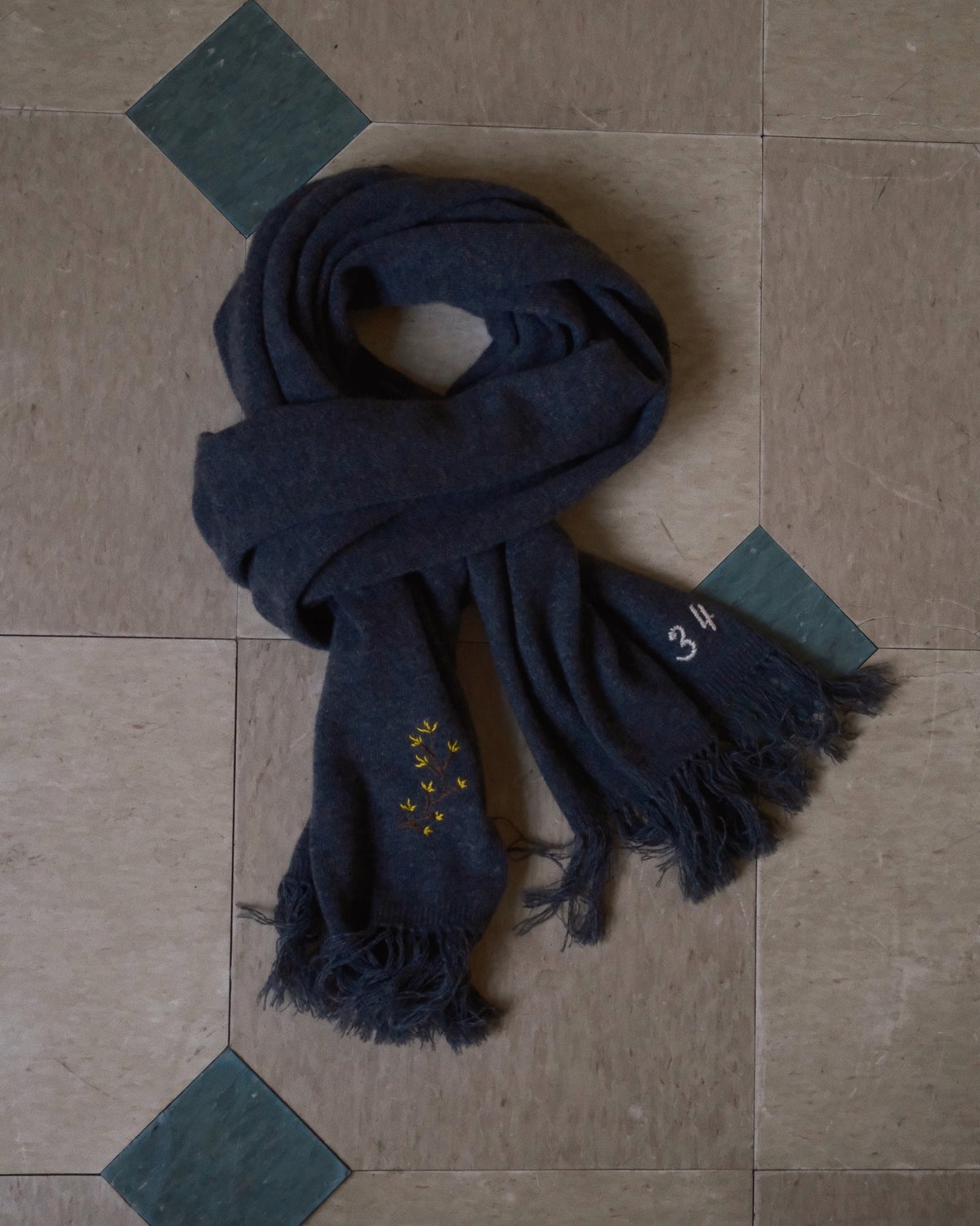 Hand-embroidered stole Gray