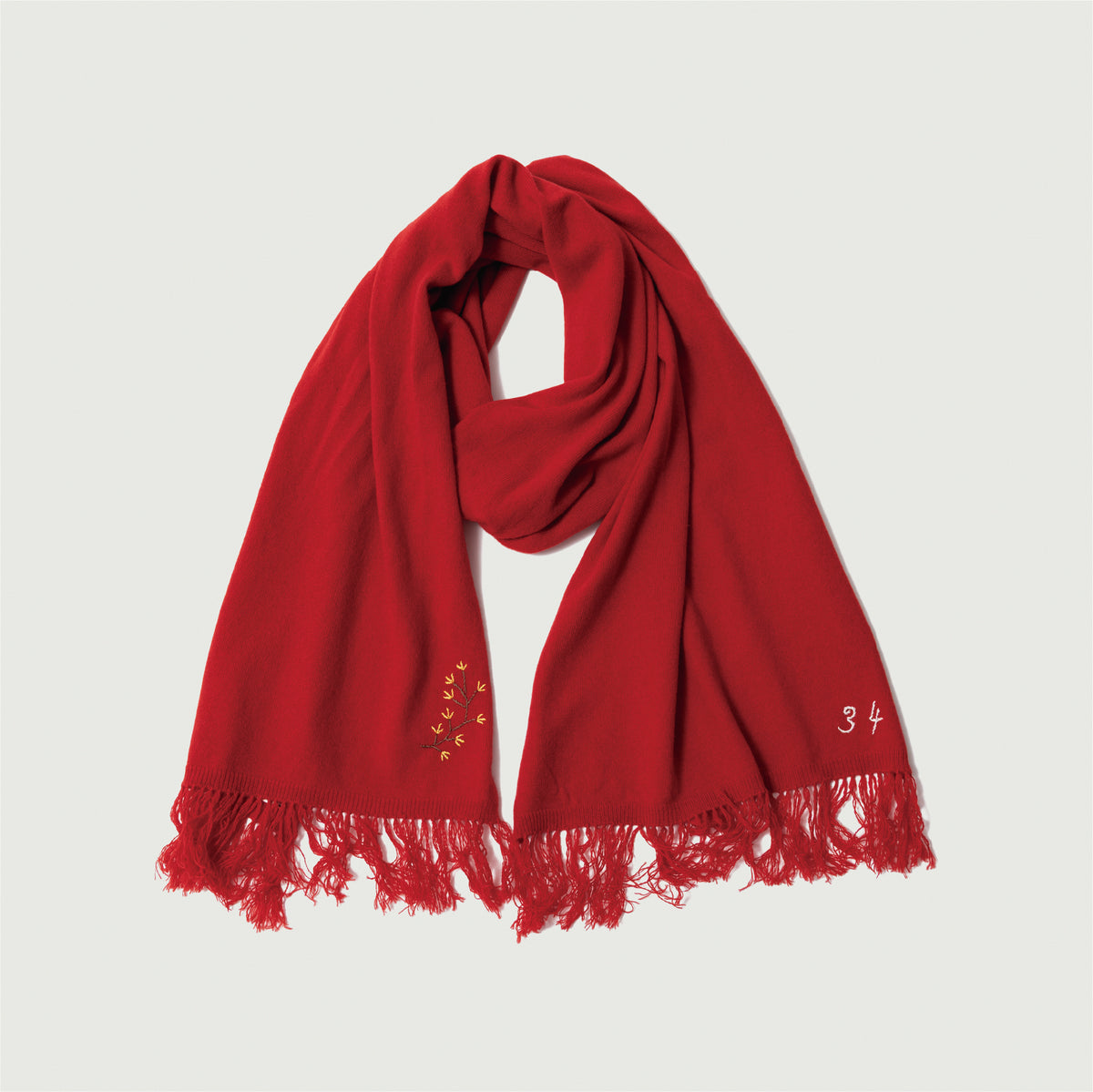 Hand-embroidered stole Red