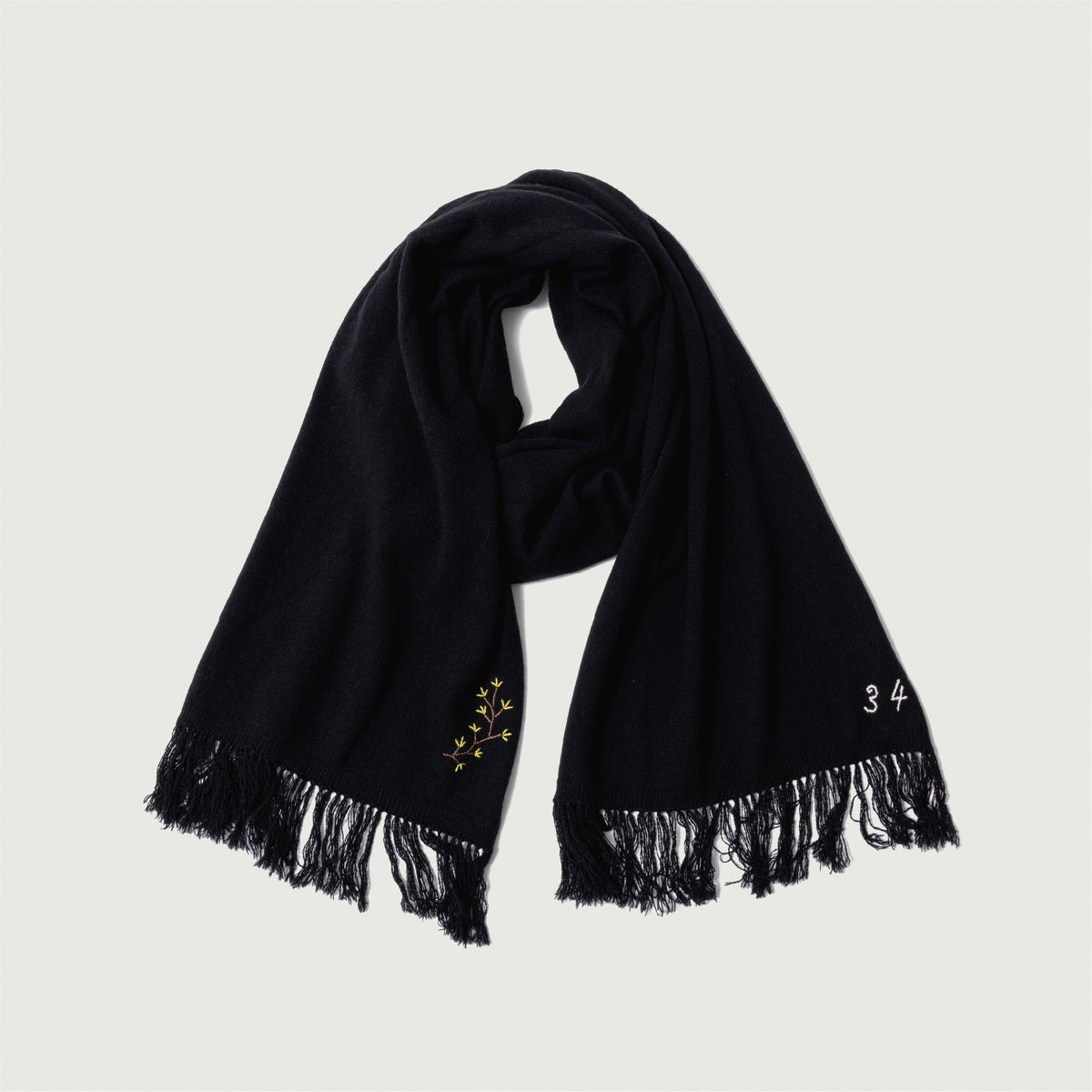 Hand-embroidered stole Black