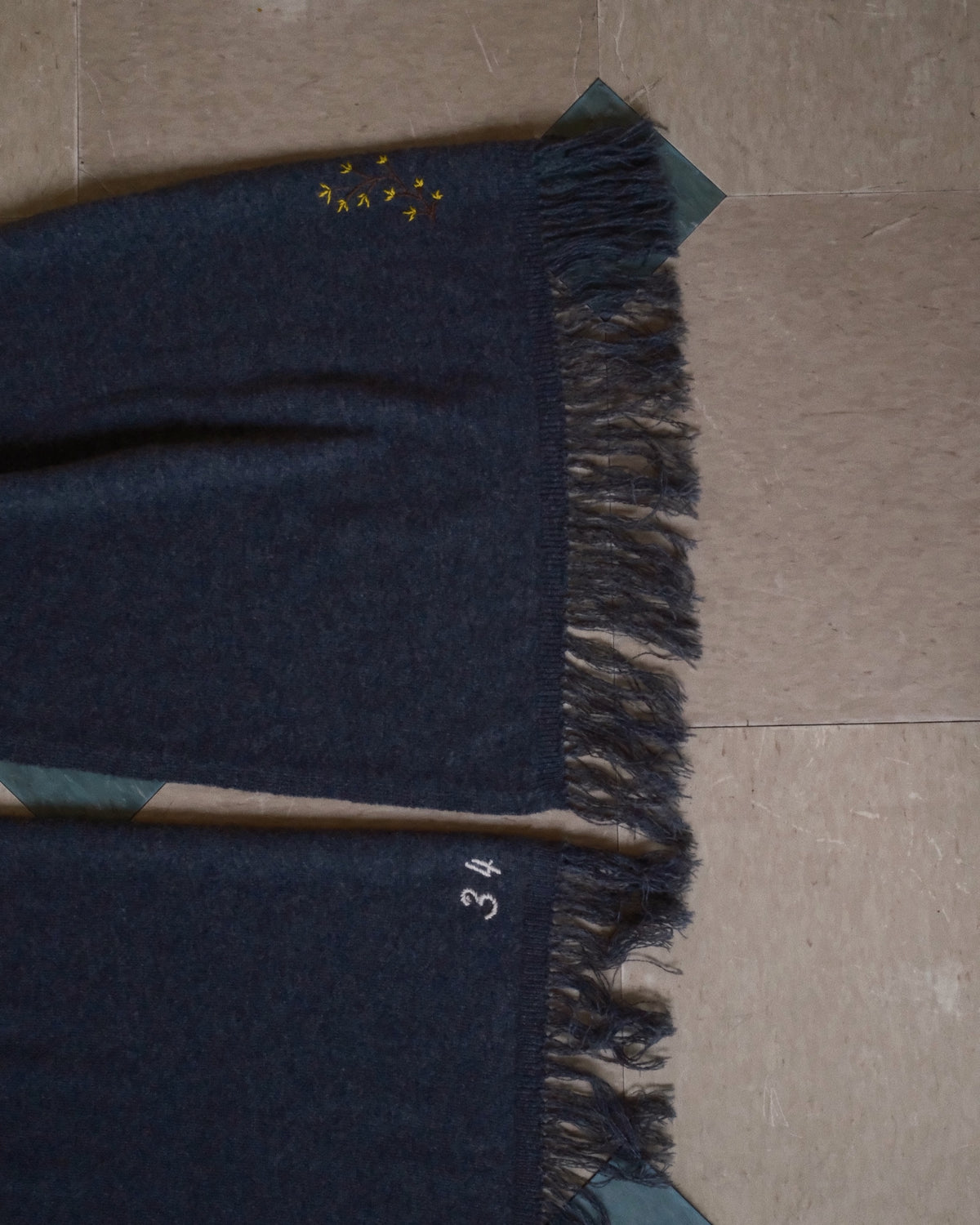 Hand-embroidered stole Gray